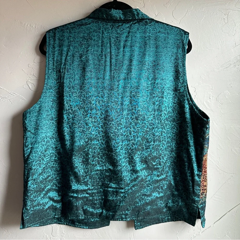 Vintage Coldwater Creek Tapestry Vest Bohemian Boho Artsy Chic Paisley Sz L Silk